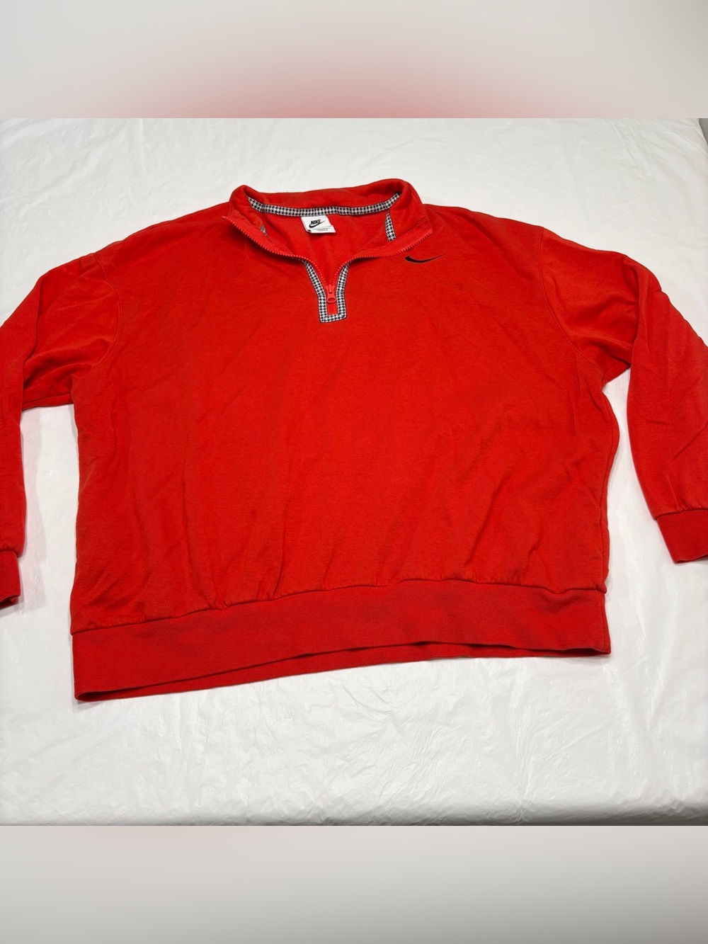 Vintage Nike Houndstooth Swoosh 1/4 Zip Pullover Sweatshirt Womens Medium